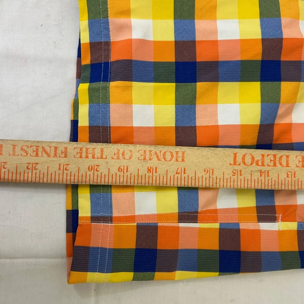 PUMA Sz 30 Waist Mens Flat Front‎ Yellow/Orange/Blue Plaid Golf Casual Shorts